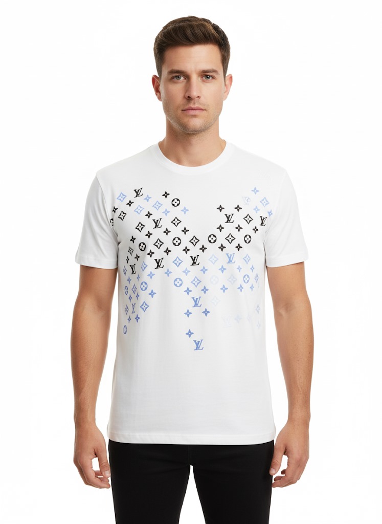 Men’s White Designer Printed T-Shirt – Premium Casual Wear