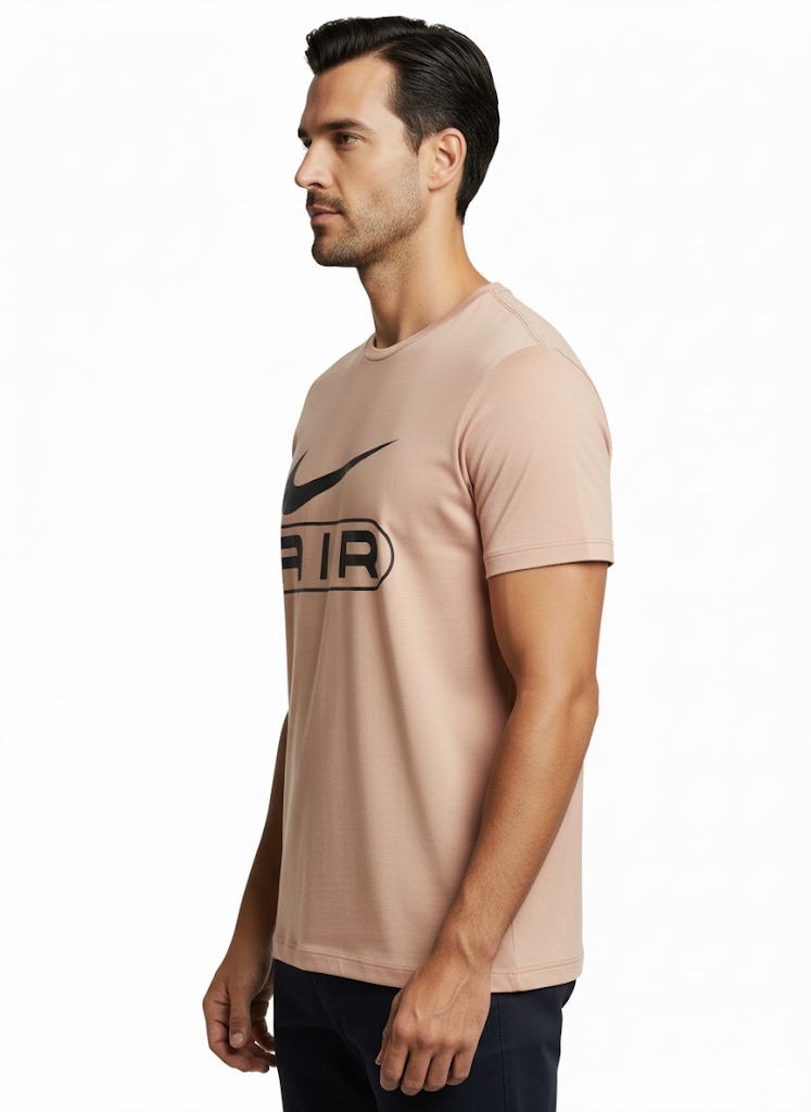 Men’s Graphic Printed T-Shirt – Air Logo Design (Peach Pink)